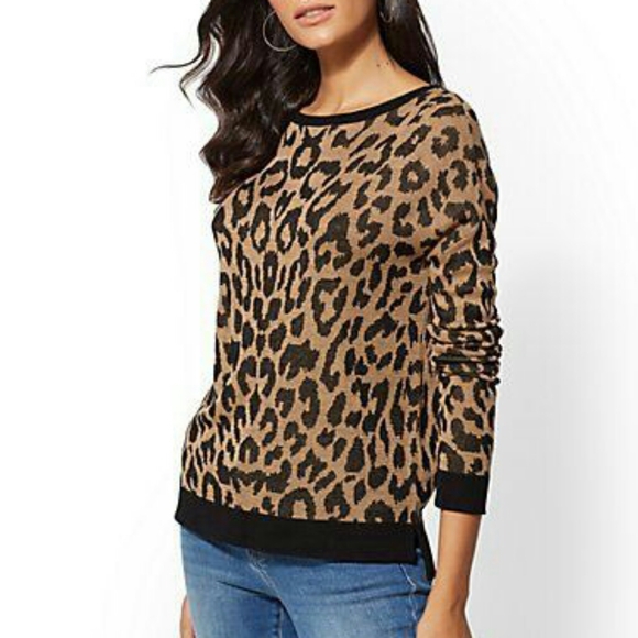 New York & Company Sweaters - New York & Company Leopard,  Back Cut Out Sweater
